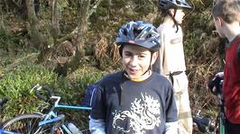 Keir realises he is on camera at the Dartmeet Stepping Stones